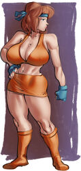  1girls abs april_o&#039;neil april_o&#039;neil_(tmnt_1987) big_breasts boots breasts cleavage female female_only fingerless_gloves full_body gloves huge_breasts midriff orange_hair ph redhead sci-fi science_fiction scifi short_skirt solo solo_female standing teenage_mutant_ninja_turtles teenage_mutant_ninja_turtles:_tournament_fighters tmnt_1987 