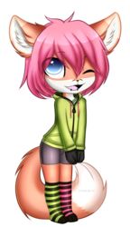  2017 alpha_channel ambiguous_gender anthro canid canine clothed clothing femboy footwear fox hair hoodie jaxfenrir knee_highs knee_socks legwear mammal socks solo stockings topwear zombie-artist 