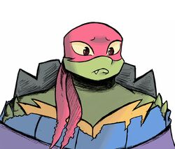  2018 alligator_snapping_turtle anthro bandana clothed clothing fangs frown inkyfrog kerchief male mask raphael_(rottmnt) raphael_(tmnt) red_eyes reptile rise_of_the_teenage_mutant_ninja_turtles scalie shell simple_background snapping_turtle solo spikes sweater teenage_mutant_ninja_turtles teeth topwear torn_clothing turtle white_background 