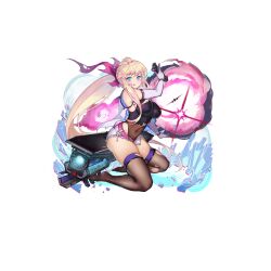  aqua_eyes b-25_mitchell belt black_thighhighs blonde_hair bow breasts coat covered_navel crop_top earrings elbow_gloves female full_body g.h_(gogetsu) gloves hairbow highres hornet_(warship_girls_r) jewelry kneeling large_breasts long_hair looking_at_viewer official_alternate_costume official_art pink_belt pink_bow ponytail rigging short_shorts shorts sleeveless sleeveless_coat solo star_(symbol) star_earrings thighhighs tongue tongue_out torn_bow torn_clothes torn_coat torn_thighhighs transparent_background very_long_hair warship_girls_r white_coat white_gloves white_shorts 
