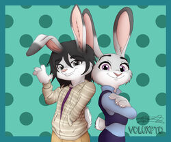  anthro disney duo fan_character female judy_hopps lagomorph leporid male male/female mammal rabbit voluxpto zootopia 