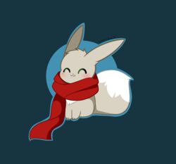  ^w^ blush canid closed_eyes daww eevee feral fur generation_1_pokemon grey_body grey_fur happy hi_res kittyrosie kurai_(kuraibre) male mammal nintendo pokemon pokemon_(species) scarf shiny_pokemon smile tail 