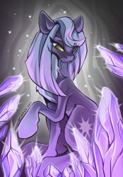  cave cavern crystal equid equine fan_character female feral glowing hair hasbro hi_res hooves horse looking_down mammal my_little_pony pony solo sparkles sparkling_hair stirren 