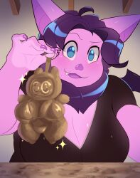  24_karat_gold_labubu_(meme) anthro bat big_breasts bikini breasts cleavage clothed clothing female gold_(metal) hi_res labubu mammal short_stack short_stackification solo sparkles swimwear tenta_(tentabat) tentabat thick_thighs two-piece_swimsuit 