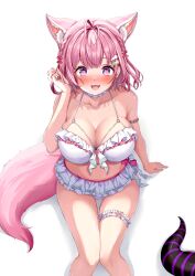  :3 animal_ears antenna_hair armlet armpit_crease bare_shoulders bikini blush bow braid breasts cameo choker cleavage collarbone demon_horns extra_ears female fingernails frilled_bikini frilled_choker frilled_thigh_strap frills from_above hair_between_eyes hair_ornament hair_ribbon hakui_koyori hakui_koyori_(summer) heart heart_in_eye highres hololive horns jewelry knees la+_darknesss legs looking_at_viewer medium_hair multicolored_horns navel o-ring o-ring_bikini o-ring_top oerba_yun_fang open_mouth pink_bow pink_hair pink_ribbon pink_tail purple_eyes purple_horns ribbon simple_background sitting smile stomach striped_horns swimsuit symbol_in_eye tail takuty thigh_strap thighs two-tone_horns virtual_youtuber white_background white_bikini white_choker wolf_ears wolf_girl wolf_tail 