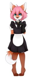  2017 absurd_res alpha_channel ambiguous_gender anthro canid canine clothed clothing cosplay femboy fox hair hi_res hypohate jaxfenrir legwear maid_uniform mammal solo stockings uniform 