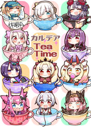  &gt;:) 6+girls :d :o =_= ^_^ absurdres ahoge ainu_clothes anastasia_(fate) artoria_pendragon_(fate) baseball_cap bikini bikini_top_only black_bow black_thighhighs blonde_hair blue_eyes blue_hat blush bow brown_eyes brown_wings candy chibi circe_(fate) cloak closed_eyes closed_mouth commentary_request controller covered_mouth cup dragon_horns dress earrings elizabeth_bathory_(fate) elizabeth_bathory_(japan)_(fate) ereshkigal_(fate) facial_mark fate/extra fate/grand_order fate_(series) feathered_wings food forehead_mark fur_collar game_controller grey_hair hair_between_eyes hair_over_one_eye hair_ribbon hair_through_headwear hair_tubes hairband hairbow hat head_wings headpiece heart high_ponytail highres holding holding_food horns ibaraki_douji_(fate) ibaraki_douji_(swimsuit_lancer)_(fate) ibaraki_douji_(swimsuit_lancer)_(third_ascension)_(fate) illyasviel_von_einzbern in_container in_cup infinity_symbol jako_(jakoo21) japanese_clothes jewelry katsushika_hokusai_(fate) kimono lollipop long_hair looking_at_viewer mini_person minigirl multicolored_hair multiple_girls mysterious_heroine_xx_(fate) oerba_yun_fang official_alternate_costume one_eye_closed oni open_mouth parted_bangs parted_lips pink_bow pink_hair pink_hairband pointy_ears ponytail purple_dress purple_eyes purple_hair purple_kimono red_bow red_cloak red_eyes red_ribbon ribbon scathach_(fate) scathach_skadi_(fate) short_eyebrows shuten_douji_(fate) shuten_douji_(halloween_caster)_(fate) sitonai_(fate) skin-covered_horns skull sleeping sleeveless sleeveless_kimono smile snowflake_print sparkle star_(symbol) streaked_hair swimsuit swirl_lollipop teacup thick_eyebrows thighhighs tiara tomoe_gozen_(fate) twintails two_side_up v-shaped_eyebrows white_bikini white_bow white_hair white_kimono wings 