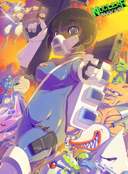  abs bandages bird blue_eyes blue_scarf blunt_bangs bob_cut bodysuit breasts chicken chicken_(nuclear_throne) cigarette commentary_request copyright_name crystal_(nuclear_throne) cyclops dark_skin dated dual_wielding dutch_angle everyone extra_eyes eyes_(nuclear_throne) female fish_(nuclear_throne) frown gender_request gloves green_eyes grin gun handgun highres holding holster horror_(nuclear_throne) humanization katana medium_breasts melting_(nuclear_throne) mouth_hold muscular nuclear_throne one-eyed plant_(nuclear_throne) police police_uniform rapama rebel_(nuclear_throne) red_eyes respirator revolver robot robot_(nuclear_throne) rogue_(nuclear_throne) rule_63 scarf sharp_teeth sheath short_hair shovel skin_tight smile solid_eyes solo_focus steroids_(nuclear_throne) sword teeth thigh_holster uniform weapon white_eyes yung_venuz 