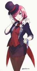  female gloves hat lilaccu love_live! love_live!_school_idol_project medium_hair nishikino_maki one_eye_closed pantyhose protected_link rabbit red_eyes red_hair skirt solo top_hat vest 