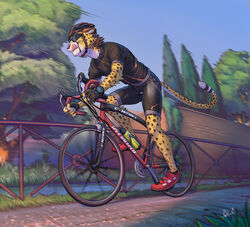  2020 5_fingers anthro armor bicycle bicycle_helmet bottle bottomwear brown_body brown_fur cheetah claws clock clothing container countershading cycling digital_media_(artwork) eyewear felid feline fingerless_gloves fingers footwear fur glasses gloves handwear headgear helmet humanoid_hands lion21 male mammal markings motion_lines outside plant shoes shorts signature sneakers solo spandex spandex_shorts spots spotted_body spotted_fur tail tight_bottomwear tight_clothing tight_shorts tongue tongue_out tree vehicle watch water_bottle white_body white_fur wristwatch yellow_body yellow_fur 