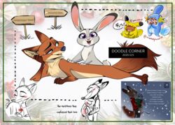  2020 ailurid anthro blush brown_body brown_fur buckteeth canid canine closed_eyes clothing costume dipstick_ears disney ear_markings english_text female feral feralized fox fur gloves_(marking) grey_body grey_fur hug judy_hopps kissing lagomorph leg_markings leporid looking_at_another male mammal markings multicolored_ears nick_wilde open_mouth open_smile purple_eyes qalcove rabbit red_fox red_panda sign smile socks_(marking) teeth text true_fox zootopia 