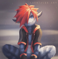  :3 anthro biped blue_eyes clothed clothing disney felid fur hi_res jacket jewelry kingdom_hearts kingdom_hearts_3 lashialee looking_at_viewer male mammal monster monster_sora_(character) monsters_inc necklace pixar portrait sitting smile solo sora_(kingdom_hearts) square_enix topwear 