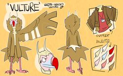  &gt;:| 2015 4_fingers 4_toes accipitrid accipitriform anisodactyl anthro athletic athletic_anthro athletic_male avian avian_feet beak biped bird black_markings brown_body brown_clothing brown_feathers brown_mane character_name claws clothed clothing color_swatch countershade_face countershade_torso countershading digital_media_(artwork) digitigrade english_text feather_tuft feathers featureless_crotch feet fingers front_view frown full-length_portrait gender_symbol grey_beak head_crest head_tuft headshot_portrait jacket jewelry kingraspizdyay long_neck male male_symbol mane markings model_sheet multicolored_beak multicolored_body multicolored_clothing multicolored_feathers multiple_poses neck_tuft necklace nude old_world_vulture open_clothing open_jacket open_topwear orange_background pink_beak pink_body pink_countershading pink_skin portrait pose rear_view red_beak red_clothing red_eyes red_shirt red_topwear reverse_countershading scutes shirt side_view simple_background solo spiked_tail spikes spikes_(anatomy) standing stripes symbol tail tail_feathers tail_tuft talons tan_body tan_countershading tan_feathers tan_stripes text toes topwear tuft vulture vulture_(kingraspizdyay) white-headed_vulture winged_arms wings 