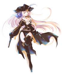  bad_id bad_pixiv_id bicorne black_dress black_footwear black_hat blue_eyes blue_ribbon boots breasts character_request choker cleavage collarbone commentary_request dress dual_wielding female full_body gun hat hat_ribbon holding holding_gun holding_weapon juliet_sleeves long_hair long_sleeves looking_at_viewer lord_of_vermilion lord_of_vermilion_iii medium_breasts parted_lips photoshop_(medium) pink_hair puffy_sleeves ribbon smile solo thigh_boots thighhighs very_long_hair weapon yue_(lov_n_n) 