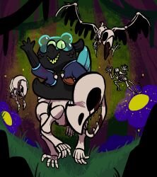  2022 ambiguous_gender anterior_nasal_aperture armadillo artfight2022 avian barreleye beak bird bone digital_media_(artwork) feet grass group mammal novern open_mouth outside plant rodent sciurid sharp_teeth skeleton tail talons teeth toes tree tree_squirrel undead wings xenarthran 