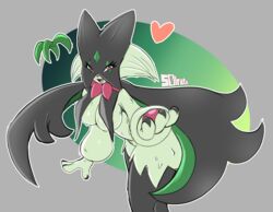  absurd_res anthro breasts female forehead_gem gem generation_9_pokemon grass heart_symbol hi_res looking_at_viewer mask meowscarada nintendo open_mouth open_smile pawpads plant pokemon pokemon_(species) smile solo solratic 