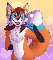  2020 5_fingers ambiguous_gender anthro blue_eyes brown_hair canid canine citrinelle digital_media_(artwork) fingers fox fur hair hi_res mammal open_mouth orange_body orange_fur red_fox smile solo teeth tongue true_fox 