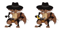  anthro banana clothing cowboy duo female food fruit gun hat headgear headwear hi_res hybrid mammal mouse murid murine plant ranged_weapon rodent tama-tama weapon 