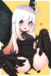  absurdres anne_(bravely_second) antenna_hair arms_behind_back ass black_footwear black_leotard black_thighhighs blue_eyes blush boots bravely_default_(series) bravely_second:_end_layer breasts cameltoe commission commissioner_upload covered_navel fairy fairy_wings female highres knees_up legs leotard long_hair open_mouth pixiv_commission pointy_ears sitting small_breasts smile solo spread_legs thigh_boots thighhighs thighs white_hair wings zangi_(lkt2012) 