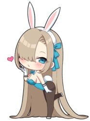  absurdly_long_hair animal_ears aqua_eyes aqua_leotard asuna_(blue_archive) asuna_(bunny)_(blue_archive) bare_shoulders black_pantyhose blowing_kiss blue_archive bow bowtie breasts chibi commentary_request eyelashes fake_animal_ears fake_tail female forehead gloves hair_over_one_eye hair_ribbon heart highleg highleg_leotard large_breasts leotard long_hair official_alternate_costume pantyhose parted_bangs playboy_bunny rabbit_ears rabbit_tail ribbon sideboob sidelocks simple_background solo sorakase_sawa standing standing_on_one_leg strapless strapless_leotard tail thighband_pantyhose traditional_bowtie very_long_hair white_background white_footwear white_gloves white_headwear 