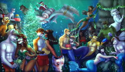  2020 absurd_res air_bubble anthozoan anthro bear bikini black_hair blush bra breast_squish breasts brown_body brown_fur brown_hair canid canine canis cetacean chest_tuft christmas christmas_clothing christmas_headwear christmas_tree cleavage closed_eyes clothed clothing cnidarian coral countershade_face countershade_torso countershading decorating decoration delta_hooves digit_ring digital_media_(artwork) dolphin domestic_cat english_text equid equine eye_contact eyewear felid feline felis female fox fur garland gesture gift goggles green_bikini green_body green_clothing green_fur green_swimwear grey_body grey_fur group hair hat headgear headwear hi_res holidays horse jacob_(bosskubal567) jewelry kalea_(lei-lani) karai_odaka lagomorph lei-lani leporid lion looking_at_another looking_away malana_(lei-lani) male male/female mammal marie_(ginmizuki) marine merfolk midriff mustelid mythological_creature mythological_equine mythology navel nipples ocean_jewel oceanic_dolphin orange_body orange_fur otter pantherine party pegasus plant polar_bear pony rabbit ring romantic romantic_couple ruins santa_coat santa_hat sarong seashell_bra sitting sleigh split_form squish standing strapless_bikini strapless_clothing strapless_swimwear swimming swimming_goggles swimming_trunks swimwear tan_body tan_fur text the_depths toothed_whale topless topless_female topless_male topwear tree tuft underwater underwear ursine val_(valentia) water waving werefox_(character) white_body white_fur white_hair wings wolf 