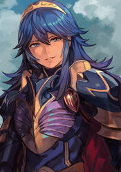  armor blue_eyes blue_hair breastplate female fire_emblem fire_emblem_awakening fire_emblem_heroes hungry_clicker long_hair long_sleeves looking_at_viewer lucina_(fire_emblem) lucina_(glorious_archer)_(fire_emblem) pauldrons shoulder_armor smile solo tiara 