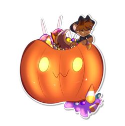  2018 3_fingers alpha_channel ambiguous_gender black_clothing black_coat black_hat black_headwear black_topwear brown_body brown_ears brown_fur brown_hair brown_hands brown_horn brown_inner_ear brown_markings brown_nose brown_tail candy candy_corn chibi clothed clothing coat demon dessert digital_drawing_(artwork) digital_media_(artwork) dipstick_tail facial_markings feral fingers food fruit fur gavi_(tinymunch) glowing glowing_eyes hair halloween hat head_markings headgear headwear holding_object holidays horn horn_markings hybrid lollipop looking_at_viewer looking_down mammal markings micro multicolored_tail mustelid musteline orange_eyes partially_clothed paws plant pumpkin shaded simple_background smile solo tail tail_markings tinymunch topwear transparent_background true_musteline weasel 