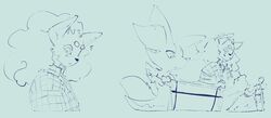  anthro being_watched braixen canid canine domestic_cat duo eli_(elicazz) elicazzz felid feline felis female flannel_shirt fox generation_6_pokemon hi_res inner_ear_fluff laundry looking_at_another male male/female mammal nintendo nonbinary_(lore) paws pokemon pokemon_(species) slice_of_life smile tuft 