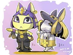  :&lt; ankh ankha_(animal_crossing) bandage doubutsu_no_mori earring egyptian female hat hoop_earrings jewelry lucky_(animal_crossing) necklace nintendo scepter tetemari 