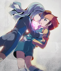  2boys endou_mamoru hug inazuma_eleven inazuma_eleven_(series) kazemaru_ichirouta ku--ma lolicon long_hair male male_focus multiple_boys short_hair simple_background solo trap yaoi 