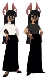  2022 alternate_costume anthro bangs big_ears black_bottomwear black_clothing black_footwear black_hair black_shoes black_skirt bottomwear breasts brown_body brown_face brown_fur brown_tail brown_tail_tip clothed clothed_anthro clothed_female clothing digital_drawing_(artwork) digital_media_(artwork) dipstick_tail dvampiresmile eyelashes fangs female female_anthro fingers footwear front_view full-length_portrait fully_clothed fully_clothed_anthro fully_clothed_female fur hair hands_on_hips hi_res hyena inner_ear_fluff long_hair long_skirt long_sleeves mammal markings mouth_closed portrait shirt shoes short_sleeves simple_background skirt solo standing sweater tail tail_markings teeth topwear tuft turtleneck white_background white_clothing white_inner_ear_fluff white_sweater white_topwear white_turtleneck 