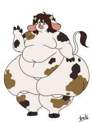  2018 3_fingers 4:3 anthro ass batspid2 belly big_belly big_butt big_ears biped blue_eyes bovid bovine brown_body brown_claws brown_fur brown_hair brown_hooves cattle claws digital_drawing_(artwork) digital_media_(artwork) eyelashes featureless_crotch featureless_moobs femboy fingers flat_colors front_view full-length_portrait fur glistening glistening_eyes hair hooves horn huge_butt huge_hips huge_thighs hyper hyper_thighs long_hair male mammal markings moobs multicolored_body multicolored_fur navel noah_(bunnynoah) overweight overweight_anthro overweight_male pink_nose portrait signature simple_background solo spots spotted_body spotted_fur standing tail tail_tuft tan_horn thick_thighs three-quarter_view tuft white_background white_body white_fur wide_hips 