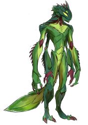  2021 2_toes 3_fingers 4_arms 4_eyes absurd_res ambiguous_gender anthro arthropod claws digital_media_(artwork) feet fingers full-length_portrait green_body hi_res insects maxspite multi_arm multi_eye multi_limb nude portrait simple_background solo symbiote tail toes 