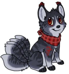  2013 5_tails adobe_photoshop_(artwork) alpha_channel ambiguous_gender canid canine chibi digital_drawing_(artwork) digital_media_(artwork) digitigrade ear_tuft ethan-allen_(sebdoggo) feral flat_colors fox full-length_portrait fur grey_body grey_fur grey_inner_ear grey_nose kerchief low_res mammal markings multi_tail neckerchief pattern_kerchief pattern_neckerchief paws plaid_kerchief plaid_neckerchief portrait red_body red_ear_tufts red_eyes red_fur red_kerchief red_markings red_neckerchief sebdoggo simple_background sitting smile solo striped_body striped_fur stripes tail transparent_background tuft 