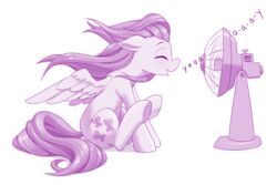  2020 closed_eyes dstears electric_fan equid equine female feral fluttershy_(mlp) friendship_is_magic hasbro mammal my_little_pony mythological_creature mythological_equine mythology oscillating_fan pegasus purple_theme quadruped sitting solo wings yay 