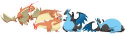  ambiguous_gender belly big_belly blue_body digital_media_(artwork) feral fire flaming_tail flying food generation_1_pokemon generation_6_pokemon group hi_res hyenahyena lying mega_charizard mega_charizard_x mega_charizard_y mega_evolution morbidly_obese morbidly_obese_feral nintendo obese obese_feral orange_body overweight overweight_feral pokemon pokemon_(species) sequence simple_background smile standing tail 