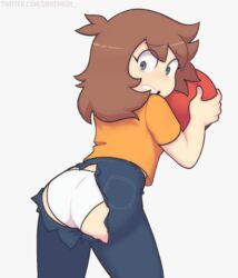  ass dodgeball drremedy jeans orange_shirt panties shgurr tagme torn_clothes white_panties youtube youtuber 