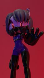  3d_(artwork) 9:16 anthro armwear blender_(artwork) boots breasts camel_toe clothing curvy_figure digital_media_(artwork) ear_piercing elbow_gloves eulipotyphlan fan_character female footwear gloves glowing glowing_eyes handwear hedgehog hi_res high_heeled_boots high_heels latex latex_boots latex_clothing latex_footwear latex_gloves latex_handwear legwear looking_at_viewer mammal mask nipple_outline piercing pink_eyes rotalice2 sega small_breasts solo sonic_the_hedgehog_(series) star_the_spineless_hedgehog thigh_boots thigh_highs tight_clothing 