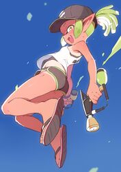  inkling_(splatoon) pointy_ears splatoon tan_lines toku_(ke7416613) 