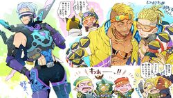  1other 4girls 5boys ^_^ air_orchid_valkyrie ambiguous_gender animal_ear_headphones animal_ears animification annoyed apex_legends arm_around_shoulder bandana beard black_hair black_headwear blonde_hair blood_and_plunder_mad_maggie bloodhound_(apex_legends) cat_ear_headphones chibi closed_eyes collarbone colored_skin crypto_(apex_legends) dark-skinned_male dark_skin dread_captain_fuse dread_navigator_bloodhound ear_piercing elbow_gloves facial_hair fake_animal_ears fanny_pack fuse_(apex_legends) gloves goggles goggles_on_head green_hair green_vest headphones hood hood_up hype_beast_crypto jacket jetpack lit_witt_mirage looking_to_the_side looking_up mad_maggie_(apex_legends) mask mirage_(apex_legends) moustache multiple_boys multiple_girls octane_(apex_legends) official_alternate_costume pectorals piercing pirate purple_gloves purple_hair purple_skin scarf seer_(apex_legends) senbiki_(nonono69) smile speech_bubble sunglasses thought_bubble thunder_kitty_wattson translation_request valkyrie_(apex_legends) vest visor_cap void_prowler_wraith wattson_(apex_legends) white_scarf wraith_(apex_legends) yellow_jacket 