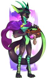  2022 4_toes 5_fingers absurd_res anthro cape claws clothed clothing digital_media_(artwork) dragon feet fingers green_eyes hi_res male mythological_creature mythological_scalie mythology pacevanrign scalie smile tail toes wingless_dragon 