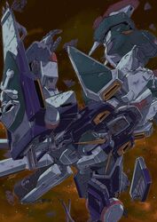  cockpit crossbone_gundam crossbone_gundam_x-1 damaged exocet_(exocet4) floating gundam highres mecha no_humans open_hand pirate robot science_fiction skull_and_crossbones solo space v-fin 