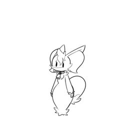  anthro braixen collar cowbell dewbber female generation_6_pokemon hands_on_hips hi_res monochrome nintendo pokemon pokemon_(species) rose_(dewbber) simple_background solo standing tail 