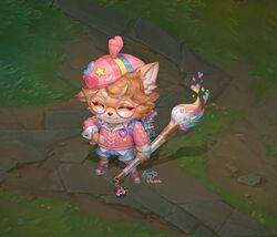  accessory anthro artist_name backpack badge bottomwear brush closed_eyes clothing eyewear footwear glasses hat headgear headwear heart_symbol hi_res inner_ear_fluff jason_xiaojie league_of_legends male orange_body paint paintbrush riot_games shoes short_male shorts smile solo star teemo_(lol) tencent tuft yordle 