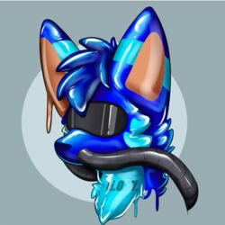  1:1 canid canine clothing drone fox free_use how2101 icon kitsune_(ero) latex low_res mammal solo submissive suit 