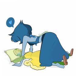  2girls blushmallet clothed female female_only lapidot lapis_lazuli_(steven_universe) peridot_(steven_universe) staring steven_universe surprised tackle yuri 