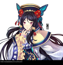  black_hair chinese_clothes commentary dan_fei female marysue photoshop_(medium) pili_budaixi red_eyes solo thunderbolt_fantasy 