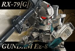  chibi ez-8_gundam gundam gundam_08th_ms_team mecha memento_vivi rocket_launcher shield weapon 