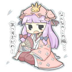  bad_id bad_pixiv_id blush female folding_fan hand_fan japanese_clothes long_hair patchouli_knowledge purple_hair sitting solo touhou yuasan 