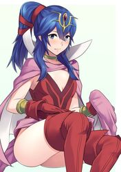  1girls ameno_(a_meno0) blue_hair breasts elf fire_emblem fire_emblem_awakening lucina_(fire_emblem) nintendo ponytail solo tagme thighs tiki_(adult)_(fire_emblem) tiki_(adult)_(fire_emblem)_(cosplay) 